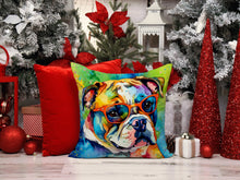 Load image into Gallery viewer, English Bulldog Hippie Dawg Throw Pillow - 14x14 Decorative Pillow – Art for Your Home &amp; Patio