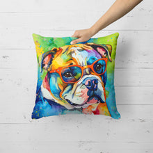 Load image into Gallery viewer, English Bulldog Hippie Dawg Fabric Decorative Pillow