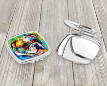 Load image into Gallery viewer, English Bulldog Hippie Dawg Compact Mirror – Stylish Purse Mirror with Artistic Covers