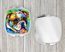 Load image into Gallery viewer, English Bulldog Hippie Dawg Compact Mirror – Stylish Purse Mirror with Artistic Covers