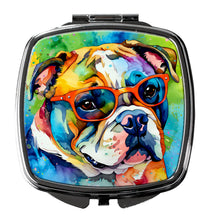 Load image into Gallery viewer, English Bulldog Hippie Dawg Compact Mirror – Stylish Purse Mirror with Artistic Covers