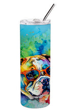 Load image into Gallery viewer, English Bulldog Hippie Dawg Stainless Steel Skinny Tumbler