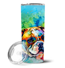 Load image into Gallery viewer, English Bulldog Hippie Dawg Stainless Steel Skinny Tumbler