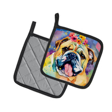 Load image into Gallery viewer, English Bulldog Hippie Dawg Pot Holders - Set of 2 Decorative Kitchen Helpers | Made in the USA