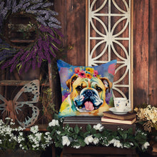 Load image into Gallery viewer, English Bulldog Hippie Dawg Fabric Decorative Pillow