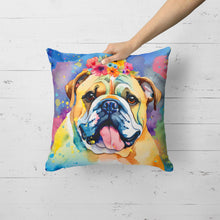 Load image into Gallery viewer, English Bulldog Hippie Dawg Fabric Decorative Pillow