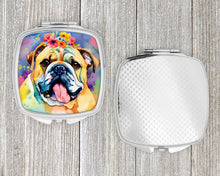 Load image into Gallery viewer, English Bulldog Hippie Dawg Compact Mirror – Stylish Purse Mirror with Artistic Covers