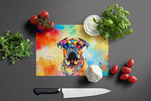Load image into Gallery viewer, Bullmastiff Hippie Dawg Glass Cutting Boards – Durable, Decorative Kitchen Art Large