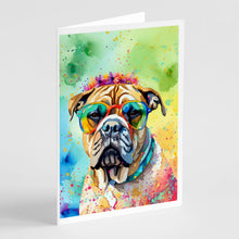 Load image into Gallery viewer, Bullmastiff Hippie Dawg Greeting Cards - Blank Note Cards – 8-Pack of Artist-Designed Cards with Envelopes