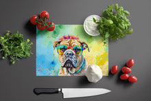 Load image into Gallery viewer, Bullmastiff Hippie Dawg Glass Cutting Boards – Durable, Decorative Kitchen Art Large