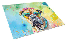 Load image into Gallery viewer, Bullmastiff Hippie Dawg Glass Cutting Boards – Durable, Decorative Kitchen Art Large