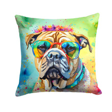 Load image into Gallery viewer, Bullmastiff Hippie Dawg Throw Pillow - 14x14 Decorative Pillow – Art for Your Home &amp; Patio