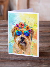 Load image into Gallery viewer, Cairn Terrier Hippie Dawg Greeting Cards - Blank Note Cards – 8-Pack of Artist-Designed Cards with Envelopes