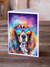 Load image into Gallery viewer, Cavalier Spaniel Hippie Dawg Greeting Cards - Blank Note Cards – 8-Pack of Artist-Designed Cards with Envelopes