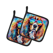 Load image into Gallery viewer, Cavalier Spaniel Hippie Dawg Pot Holders - Set of 2 Decorative Kitchen Helpers | Made in the USA