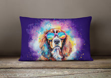 Load image into Gallery viewer, Cavalier Spaniel Hippie Dawg Fabric Decorative Pillow