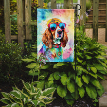 Load image into Gallery viewer, Cavalier Spaniel Hippie Dawg Garden Flag – Retro Dog with Sunglasses &amp; Multicolored Background