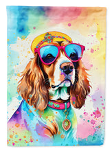 Load image into Gallery viewer, Cavalier Spaniel Hippie Dawg Garden Flag – Retro Dog with Sunglasses &amp; Multicolored Background