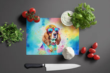 Load image into Gallery viewer, Cavalier Spaniel Hippie Dawg Glass Cutting Boards – Durable, Decorative Kitchen Art Large