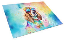 Load image into Gallery viewer, Cavalier Spaniel Hippie Dawg Glass Cutting Boards – Durable, Decorative Kitchen Art Large