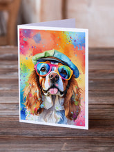 Load image into Gallery viewer, Cavalier Spaniel Hippie Dawg Greeting Cards - Blank Note Cards – 8-Pack of Artist-Designed Cards with Envelopes