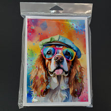 Load image into Gallery viewer, Cavalier Spaniel Hippie Dawg Greeting Cards - Blank Note Cards – 8-Pack of Artist-Designed Cards with Envelopes