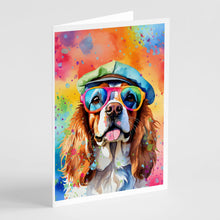 Load image into Gallery viewer, Cavalier Spaniel Hippie Dawg Greeting Cards - Blank Note Cards – 8-Pack of Artist-Designed Cards with Envelopes