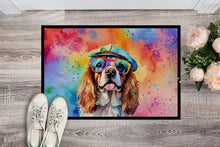 Load image into Gallery viewer, Cavalier Spaniel Hippie Dawg Doormat - 24x36 Decorative Floor Mat – Indoor/Outdoor Rug with Artistic Flair