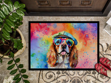 Load image into Gallery viewer, Cavalier Spaniel Hippie Dawg Doormat - 24x36 Decorative Floor Mat – Indoor/Outdoor Rug with Artistic Flair
