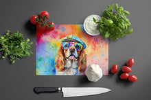 Load image into Gallery viewer, Cavalier Spaniel Hippie Dawg Glass Cutting Boards – Durable, Decorative Kitchen Art Large