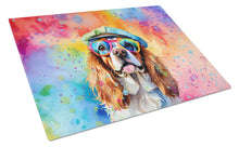 Load image into Gallery viewer, Cavalier Spaniel Hippie Dawg Glass Cutting Boards – Durable, Decorative Kitchen Art Large