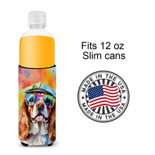 Load image into Gallery viewer, Cavalier Spaniel Hippie Dawg Slim Can Huggers – Fun, Functional Drink Coolers for Every Occasion