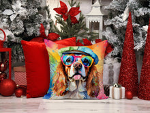 Load image into Gallery viewer, Cavalier Spaniel Hippie Dawg Throw Pillow - 14x14 Decorative Pillow – Art for Your Home &amp; Patio