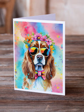 Load image into Gallery viewer, Cavalier Spaniel Hippie Dawg Greeting Cards - Blank Note Cards – 8-Pack of Artist-Designed Cards with Envelopes