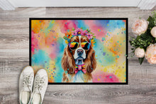Load image into Gallery viewer, Cavalier Spaniel Hippie Dawg Doormat - 24x36 Decorative Floor Mat – Indoor/Outdoor Rug with Artistic Flair