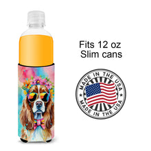 Load image into Gallery viewer, Cavalier Spaniel Hippie Dawg Slim Can Huggers – Fun, Functional Drink Coolers for Every Occasion