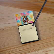 Load image into Gallery viewer, Cavalier Spaniel Hippie Dawg Sticky Note Holder- Refiilable Desk Accessory Note Pad