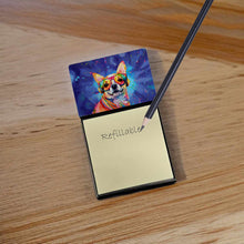 Load image into Gallery viewer, Chihuahua Hippie Dawg Sticky Note Holder- Refiilable Desk Accessory Note Pad