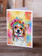 Load image into Gallery viewer, Chihuahua Hippie Dawg Greeting Cards - Blank Note Cards – 8-Pack of Artist-Designed Cards with Envelopes
