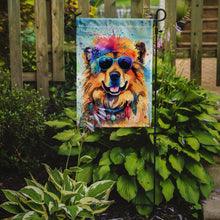 Load image into Gallery viewer, Chow Chow Hippie Dawg Garden Flag – Retro Dog with Sunglasses &amp; Multicolored Background