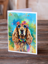 Load image into Gallery viewer, Cocker Spaniel Hippie Dawg Greeting Cards - Blank Note Cards – 8-Pack of Artist-Designed Cards with Envelopes