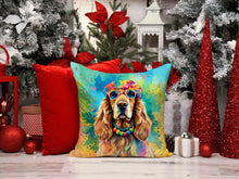 Load image into Gallery viewer, Cocker Spaniel Hippie Dawg Throw Pillow - 14x14 Decorative Pillow – Art for Your Home &amp; Patio