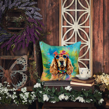 Load image into Gallery viewer, Cocker Spaniel Hippie Dawg Throw Pillow - 14x14 Decorative Pillow – Art for Your Home &amp; Patio
