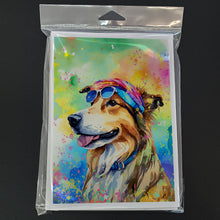 Load image into Gallery viewer, Collie Hippie Dawg Greeting Cards - Blank Note Cards – 8-Pack of Artist-Designed Cards with Envelopes