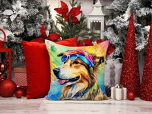 Load image into Gallery viewer, Collie Hippie Dawg Throw Pillow - 14x14 Decorative Pillow – Art for Your Home &amp; Patio
