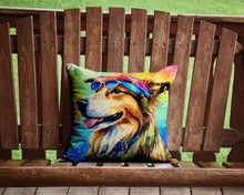 Load image into Gallery viewer, Collie Hippie Dawg Throw Pillow - 14x14 Decorative Pillow – Art for Your Home &amp; Patio