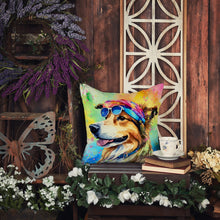 Load image into Gallery viewer, Collie Hippie Dawg Fabric Decorative Pillow