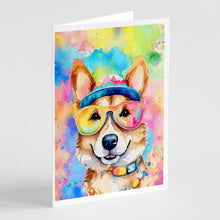 Load image into Gallery viewer, Corgi Hippie Dawg Greeting Cards - Blank Note Cards – 8-Pack of Artist-Designed Cards with Envelopes