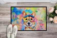 Load image into Gallery viewer, Corgi Hippie Dawg Doormat - 24x36 Decorative Floor Mat – Indoor/Outdoor Rug with Artistic Flair