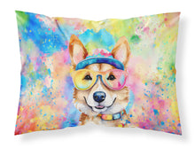 Load image into Gallery viewer, Corgi Hippie Dawg Standard Pillowcase – Artistic Decorative Front, White Back
